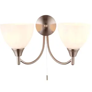 5 Lamp Ceiling & 2x Twin Wall Light Pack Satin Chrome Glass Matching Fittings