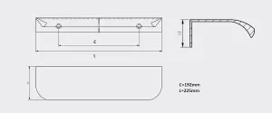 HEXA - edge handle, 192mm, aluminium