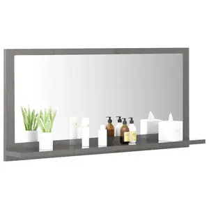 Dorlene Framed Wall Mounted Bathroom Mirror High Gloss Grey / 80 cm