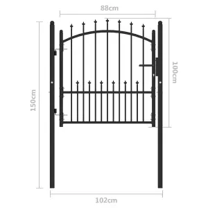 Berkfield Fence Gate with Spikes Steel 100x100 cm Black