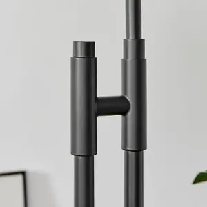 Furniturebox UK Lucinda Arc Floor Lamp with White Shade and a Matte Black Base