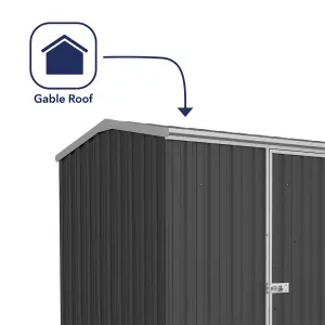 Absco 7.5ft x 5ft Metal Garden Storage Shed Reverse Apex Dark Grey Outdoor Building Single Door