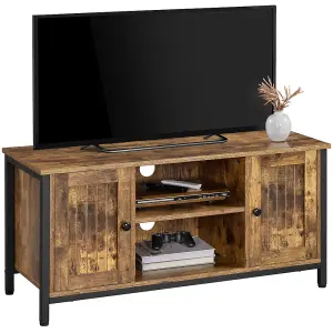 Yaheetech Rustic Brown Farmhouse TV Cabinet with 2 Doors and Cable Management