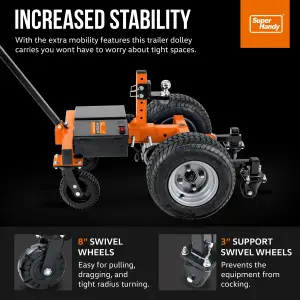 Superhandy Electric Self-Propelled Super-Duty Trailer Dolly 7500LBS Max Towing 1100LBS Max Tongue Weight