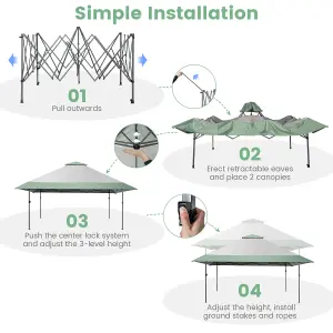 Costway 4M x 4M Gazebo Pop up Canopy Tent Sun Shelter w/ Wheeled Bag