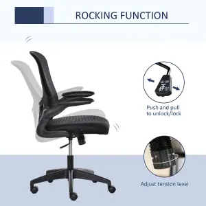 Vinsetto Mesh Home Office Chair Swivel Task Chair w/ Lumbar Support, Arm, Black