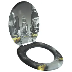 vidaXL Toilet Seat with MDF Lid New York Design