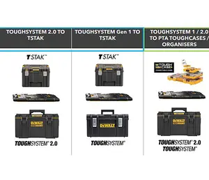 Dewalt Toughsystem 2 Rolling Tool Storage Box Trolley +Tstak Adaptor + Open Tote