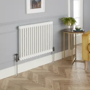 GoodHome Polished Black Traditional Angled Thermostatic Radiator valve & lockshield (Dia)15mm x ½"