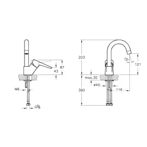 VitrA Solid S Chrome effect Basin Mixer Tap with Swivel spout