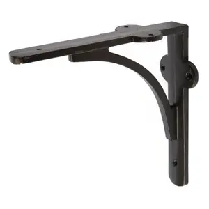 Hammer & Tongs Curved Iron Shelf Bracket - D150mm - Black - Pack of 2