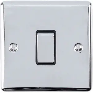 CHROME Bedroom Socket & Switch Set - 1x Light Switch & 2x UK Power Sockets