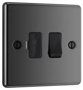 GoodHome Black Nickel 13A 2 way Raised rounded profile Screwed Switched Fused connection unit