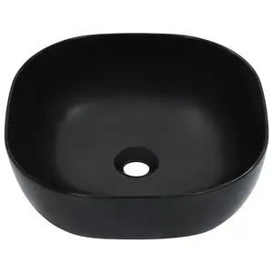 Berkfield Wash Basin 42.5x42.5x14.5 cm Ceramic Black