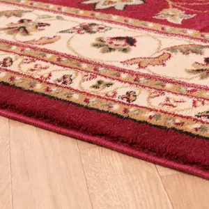 Red Traditional Bordered Floral Rug for Living Room Bedroom and Dining Room-120cm X 170cm