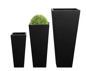 Primrose Black Flared Tapered Outdoor Planter Zinc Galvanised Pot 90cm x 40cm