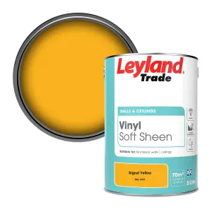 Leyland Trade Vinyl Soft Sheen Walls & Ceilings Emulsion Paint Signal Yellow (RAL 1003) - 5L