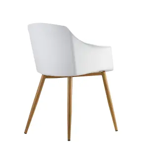 Single Eden Dining Chairs with Leather Cushions Dining Armchair White