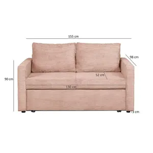 Sofi Two Seater Sofa Bed with Storage - Pink