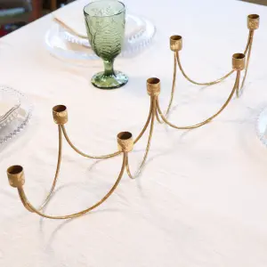 Ornate Golden Wave Dinner Table Decoration Centrepiece Décor Candle Holder