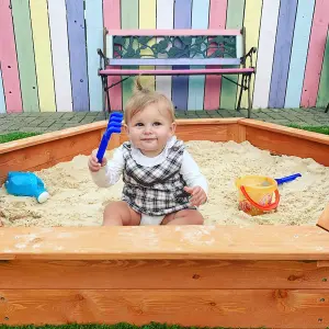 Sandpit - Hexagonal Wooden Sand pit for All Ages - 1.5m Diameter with Weatherproof Cover and Underlay