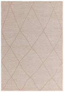 Cream Geometric Modern Rug Easy to clean Living Room and Bedroom-160cm X 230cm