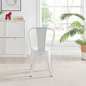 Furniturebox Set of 2 White Colton Tolix Style Stackable Industrial Metal Dining Chair