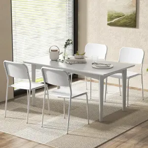 COSTWAY Plastic Dining Chairs Set of 4 Stackable Kitchen Chairs w/ Metal Legs