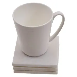 Maison by Premier Kindia Set Of Four White Marble Square Coasters