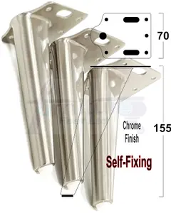 4 x FURNITURE FEET METAL CHROME FURNITURE LEGS 155mm HIGH SOFAS CHAIRS STOOLS PreDrilled CWC1101