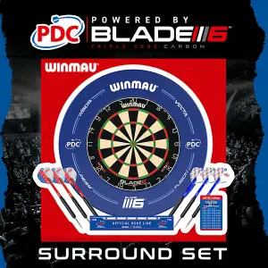 Winmau Professional PDC Dart Set includes Blade 6 Dartboard, PDC Surround, 2 Sets of Darts, Official Oche Line