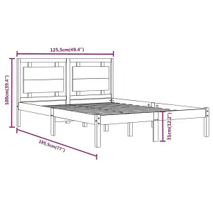 Berkfield Bed Frame White Solid Wood 120x190 cm 4FT Small Double