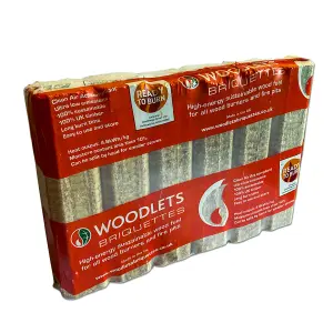 Woodlet Ready to Burn Firepit Pizza Oven Stove Eco Fuel Log Sawdust Briquettes 1 x 6 Pack