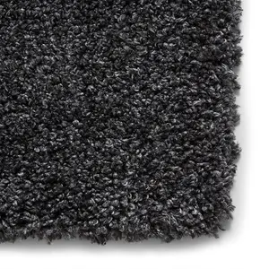 Dark Grey Plain Shaggy Modern Plain Easy to Clean Soft Rug For Dining Room -160cm X 220cm