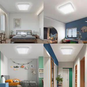 Extrastar 18W Square LED Ceiling Light with Silver Glitter Edge, 6500K, 1900 lumen