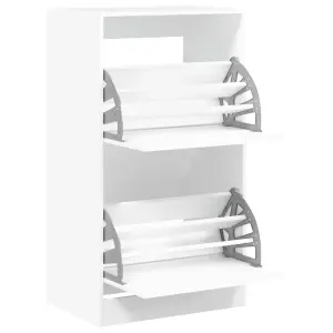 Berkfield Shoe Cabinet with 2 Flip-Drawers White 60x42x108 cm