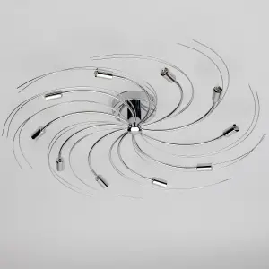 Litecraft Vortex Chrome 10 Lamp Semi-Flush Ceiling Light