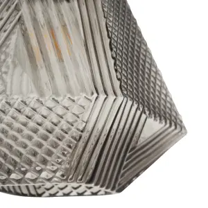 Prism Textured Smoke LED Pendant ceiling light, (Dia)200mm