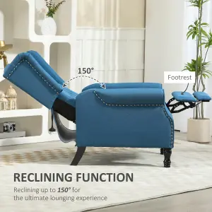 HOMCOM Manual Reclining Armchair Recliner with Footrest Blue