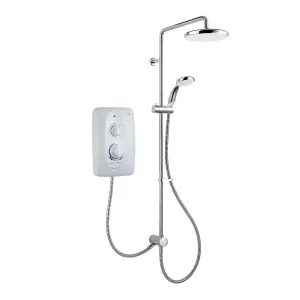 Mira Sprint dual Matt White Chrome effect Electric Shower, 9.5kW