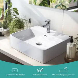 EMKE 59.5mm L x 43.5mm W Natural Ceramic Rectangular Sink