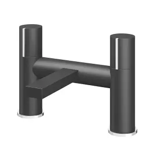 Enzo Black & Chrome Round Deck-mounted Bath Filler Tap