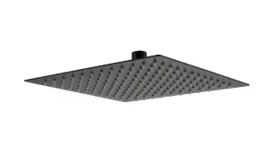 Nes Home Bathroom Black Matt Square Rainfall Modern Overhead Shower Slim Head 250mm