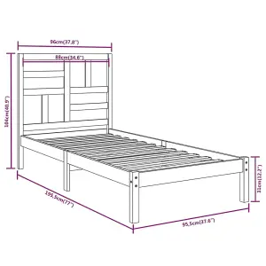 Berkfield Bed Frame White Solid Wood 90x190 cm 3FT Single