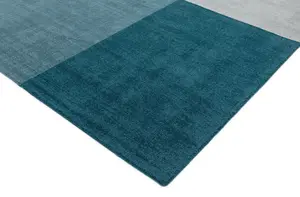 Teal Geometric Handmade Luxurious Modern Wool Rug Easy to clean Living Room and Bedroom-160cm X 230cm