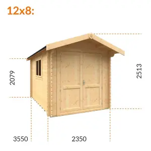 12ft x 8ft (3550mm x 2350mm) Horsforth "The Saint Paul" 28mm Log Cabin With 1 Opening Windows