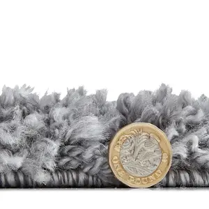 Grey Plain Shaggy Modern Plain Easy to Clean Soft Rug For Dining Room -120cm X 170cm