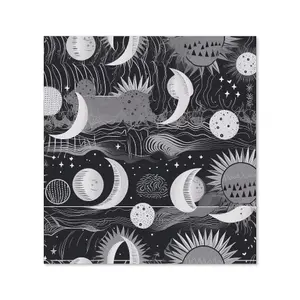 Abstract Black White Moon and Sun Premium Glass Kitchen Splashback W700mm x H650mm