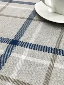 Home Curtains Hudson Woven Check 50 x 70" (127x178cm) Rectangle Blue Tablecloth