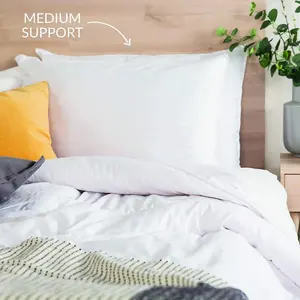 Snuggledown Duck Feather & Down Pillows 2 Pack Medium Support Back Sleeper Pillows Back Pain Relief 100% Soft Cotton Cover 48x74cm